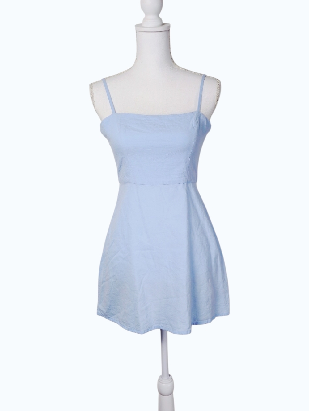 Superdown Light Blue Square Neck Spaghetti Strap Mini Dress - Size XS